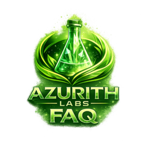 glowing green science logo with faq